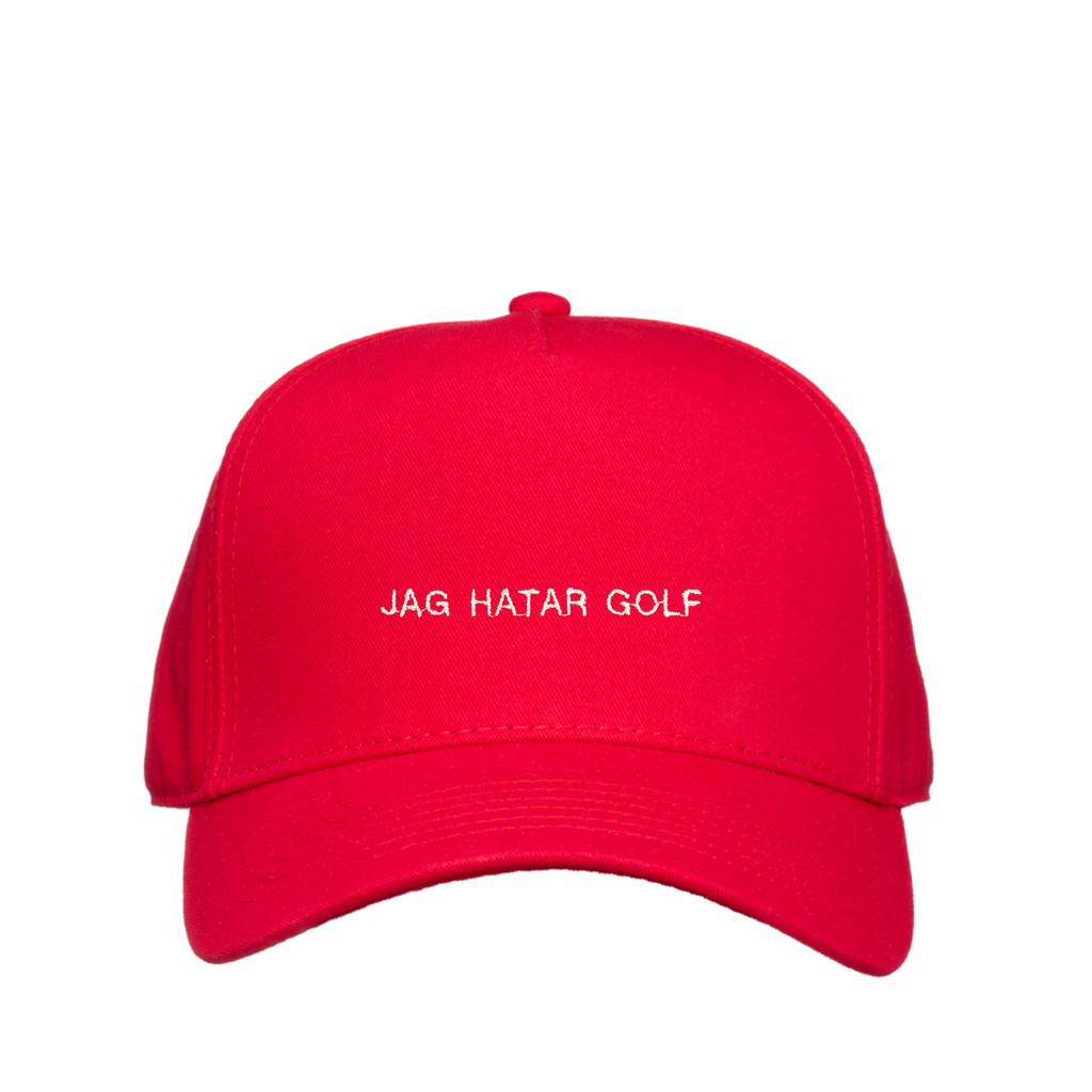 Röd golfkeps med brodyr